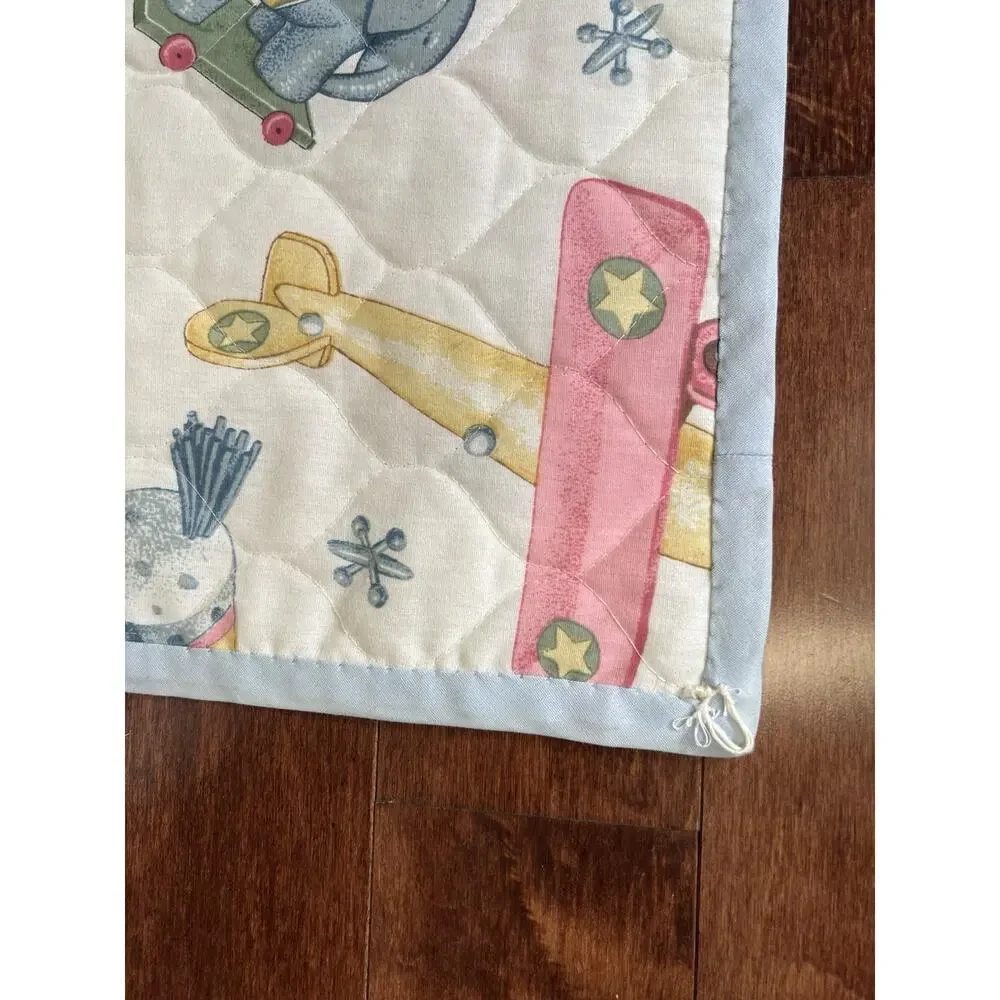 Vintage Baby Quilt or Wall Hanging in Charming Pastel‎ Colors Rabbit